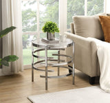 Modern Round End Table with Sintered Stone Top, Chrome/ Silver End Table for Living Room 20.67''W x W821114994