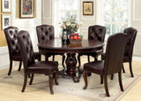 Traditional Formal Set of 2 Side Chairs Brown Cherry Solid wood Chair Padded Leatherette Tufted B01178729