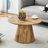 ZUN Natural Wood Grain MDF Round Coffee Table - 25.6" Diameter, 15.7" Height.Natural Wood Grain Texture W2920P232765