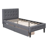 Twin Size Upholstered Platform Bed with 2 Drawers, Gray WF298240AAE