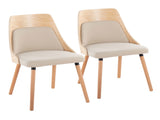 Mid-Century Modern Chair in Natural Wood and Cream Fabric B202P223416