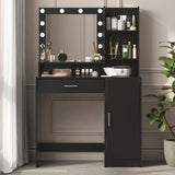 Vanity Desk with Mirror & Light, Large Drawer Three Level Storage Dresser, 3 Lighting Modes 98164513