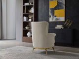 Zoe Modern style Chair made with wood and Gold accents in Cream G150109329