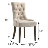 Beige and Weathered Oak Tufted Back Parson Chairs B062P182747