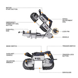 Band Saw with Lightweight Aluminum Base, 10 Amp 5 Inch Deep Cut Bandsaw, Variable Speed Handheld 06670862