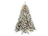 7.5 Foot Flocked Northern Pine Christmas Tree Artificial Xmas Tree Curved Tips LED Lights Indoor 70578829