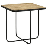 ZUN Travertine and Black Accent Table B062P153888