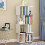 ZUN 4 Tier Storage Shelf S Shaped Bookcase, Multifunctional Wooden Display Decor Furniture, Free 04557245