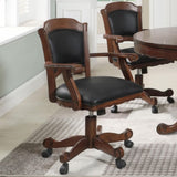 Black and Tobacco Upholstered Game Chair with Casters B062P145543