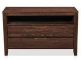 Brown P2 density board solid wood veneer frame 75*40*61CM two drawers with upper compartment 38698742