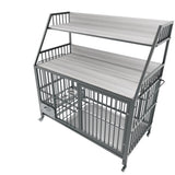 Large pet cage with rack, drawers with stainless steel food and water basins, double-layer W3064P245387