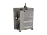 Bar Cart with Glass Door, 2-Side Shelves and Casters, Light Gray B097120618