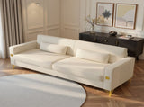 FX-P18-BEModern Beige Sofa Couch for Living Room, 85.83" Upholstered 3-Seater Sofa with Metal W57649843