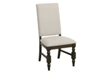 Dark Oak Finish Wooden Chairs Set of 2 Cream Upholstered Back Seat Nailhead Trim Modern B011P168453