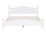 Full Size Wood Platform Bed Frame,Retro Style Platform Bed with Wooden Slat Support,White WF310129AAK
