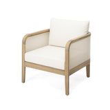 Outdoor Acacia Wood Patio Club Chair, Textilene Patio Furniture,Waterproof Thick Cushion Deep WF532233BGE