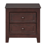 ZUN 2-Drawer Nightstand for Bedroom, Mid Century Retro Bedside Table with Classic Design,Dark Walnut WF308187AAD