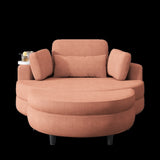 A 51-inch orange corduroy sofa with two throw pillows, a waist pillow and an extra tray is W1658P143718