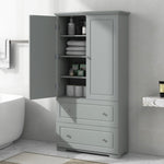 ZUN Wide Bathroom Storage Cabinet, Freestanding Storage Cabinet with Two Drawers and Adjustable Shelf, WF312729AAE