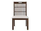 Set of 2 Rustic Dining Chairs, Farmhouse Side Chairs with Slatted Back, Upholstered Seat, Weathered W2537P369835