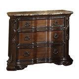 ZUN Formal Traditional 1pc Nightstand Only Brown Cherry Solid wood 3-Drawers Faux Wood Carved Details B011P162626