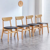 ZUN 4 The stylish and durable solid wood dining chair, small curved back, PU cushion, and beautiful W1151P154829