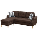 ZUN Living Room Corner Sectional Dark Coffee Polyfiber Chaise sofa Reversible Sectional HS00F6457-ID-AHD