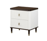 White and Brown 2-Drawer Nightstand with USB Port B062P209003