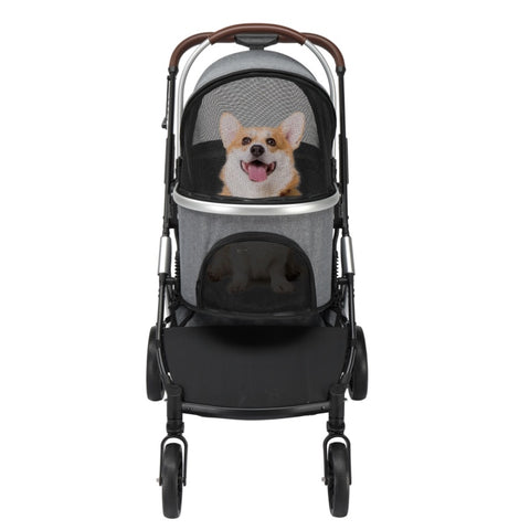 ZUN Pet Stroller 3 in 1, Folding Lightweight Dog Stroller with Detachable Carrier & Storage Basket, 4 99473403