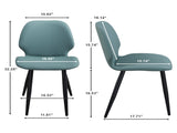 Green Leather Dining Chair with Metal Legs, Shell Shape Upholstered Chair Set of 6 for Kitchen, T3967P409151