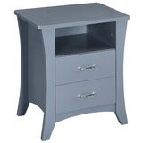 Grey Nightstand with 2 Drawers and Open Shelving B062P181339