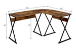 ZUN Weathered Oak and Black Writing Desk with Metal Base B062P209218