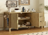 U-Style Modern Wave-Pattern Sideboard with 3 Drawers, Large Storage Buffet Cabinet with Hooks and N711P345172O