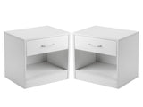 1-Drawer Bedside Table with Open Space 2pcs Particleboard with Textured Melamine Surface 99731564