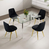 Modern simple velvet dining black chair home bedroom stool back dressing chair student desk chair W210115306