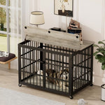 ZUN Furniture style dog crate wrought iron frame door with side openings, Grey, 43.3''W x 29.9''D x W1162119832