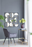 ZUN 35.6" in Eclectic Styling Metal Beaded Black Wall Mirror with Contemporary Design for W2078124371