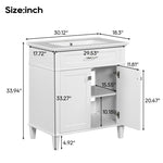 ZUN 30-inch bathroom vanity with ceramic basin, soft close door and adjustable shelves N729P173380K