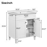 ZUN 30-inch bathroom vanity with ceramic basin, soft close door and adjustable shelves N729P173380K