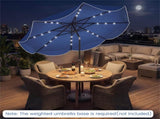 10 Ft Solar Powered Patio Umbrella with 24 LED Lights, Beige Outdoor Market Umbrella 70193351