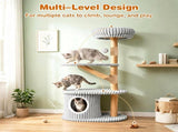 41 Inch Solid Pear Wood Tree Tower Multi-Level Vertical Playground with Plush Top Perch Private 51527503