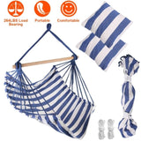 Hammock Hanging Canvas Porch Patio Swing Seat Portable Camping Rope Seat Wooden Stick Hammock 85262988