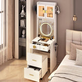Small Vanity Desk with Mirror and LED Lights, Makeup Table with Charging Station and drawers and 90318617