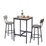 ZUN Bar Table Set with 2 Bar stools PU Soft seat with backrest, Grey, 23.62'' W x 23.62'' D x 35.43'' H W1162104644