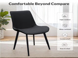 Black PU Leather Dining Chair with Metal Legs, Modern Upholstered Chair Set of 4 for Kitchen, W5815P476448