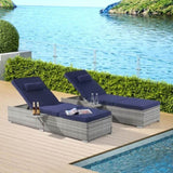 ZUN OUTDOOR SOFA PE RATTAN FURNITURE DECK CHAIR GRAY RATTAN W874P146996