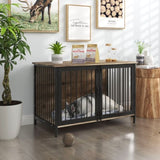 ZUN Wooden Dog Crate Large/Medium Dog, Dog Kennel Large Breed, Indoor Dog Cage W331P225795