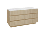 Fluted 6 Drawers Dresser ,Double Dresser Chest of Drawers, 47.24" Modern Chest of Drawers with LED W688P194155