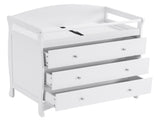 White 3-Tier Drawer Baby Cot with Safety Guard 90.5x58x92cm Wooden Baby Bed & Storage Combo 88025463
