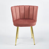 ZUN Modern PINK dining chair with iron tube golden color legs, velvet and comfortable W234P256810